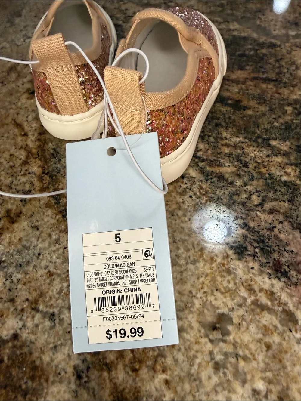 Cat & Jack Glitter Slip-On Shoes in Pink and Gold Tones
